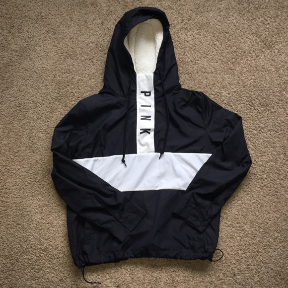 PINK Victoria's Secret Jackets & Blazers - Victoria’s Secret Pink Windbreaker Jacket with Fleece Hood